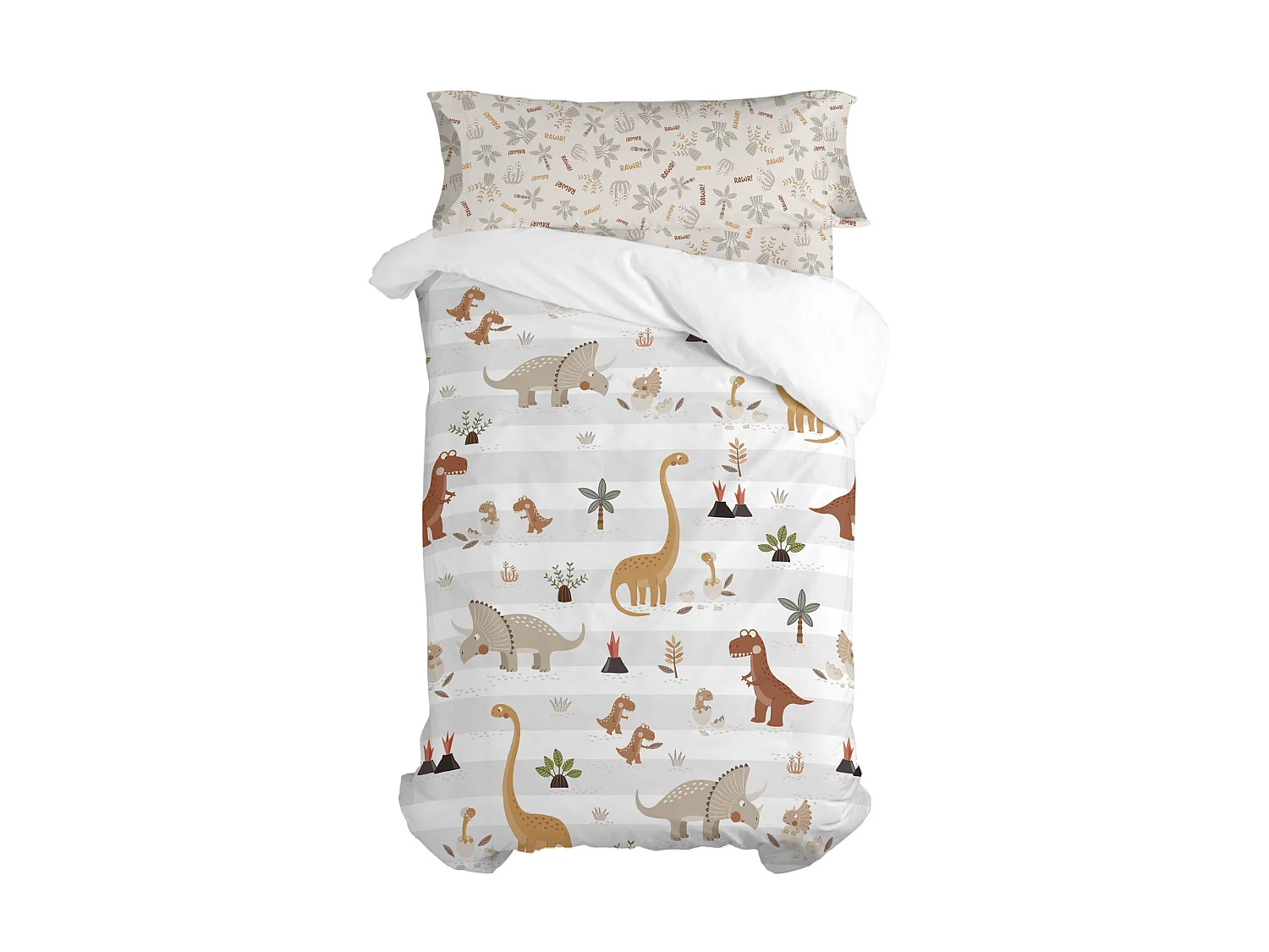 Parure housse de couette 2 pièces 180x220 cm (Lit 105) Dino family