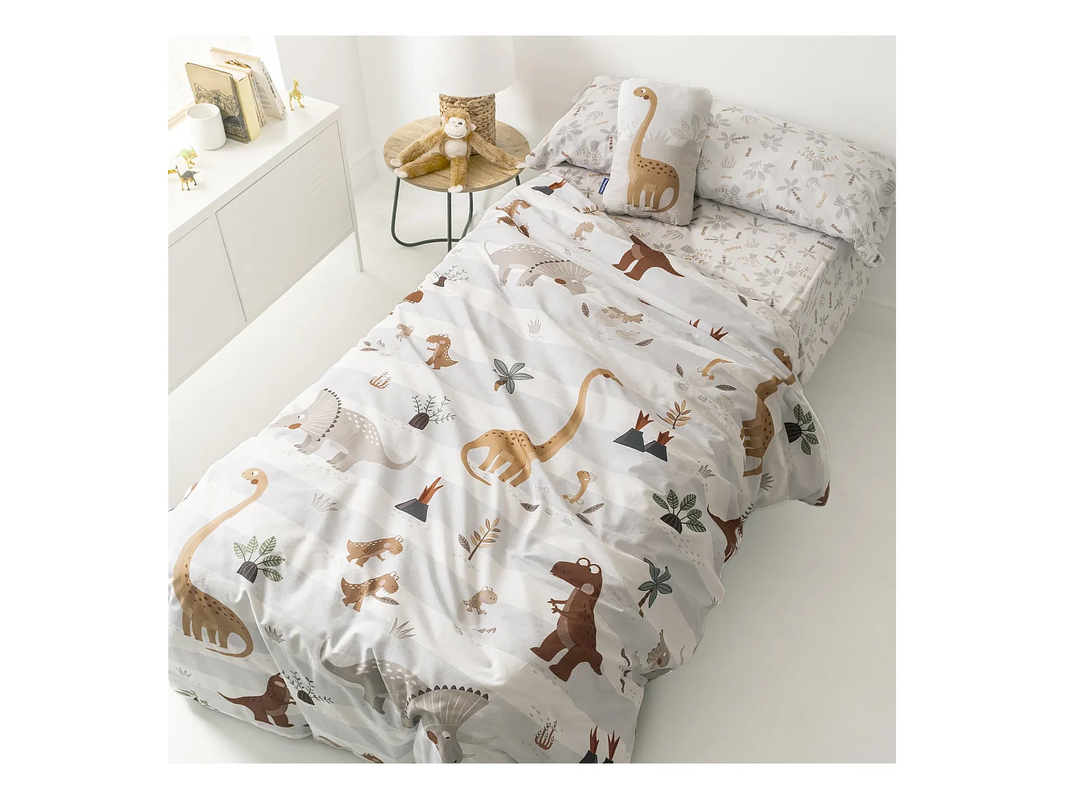 Parure housse de couette 2 pièces 140x200 cm (Lit 80) Dino family
