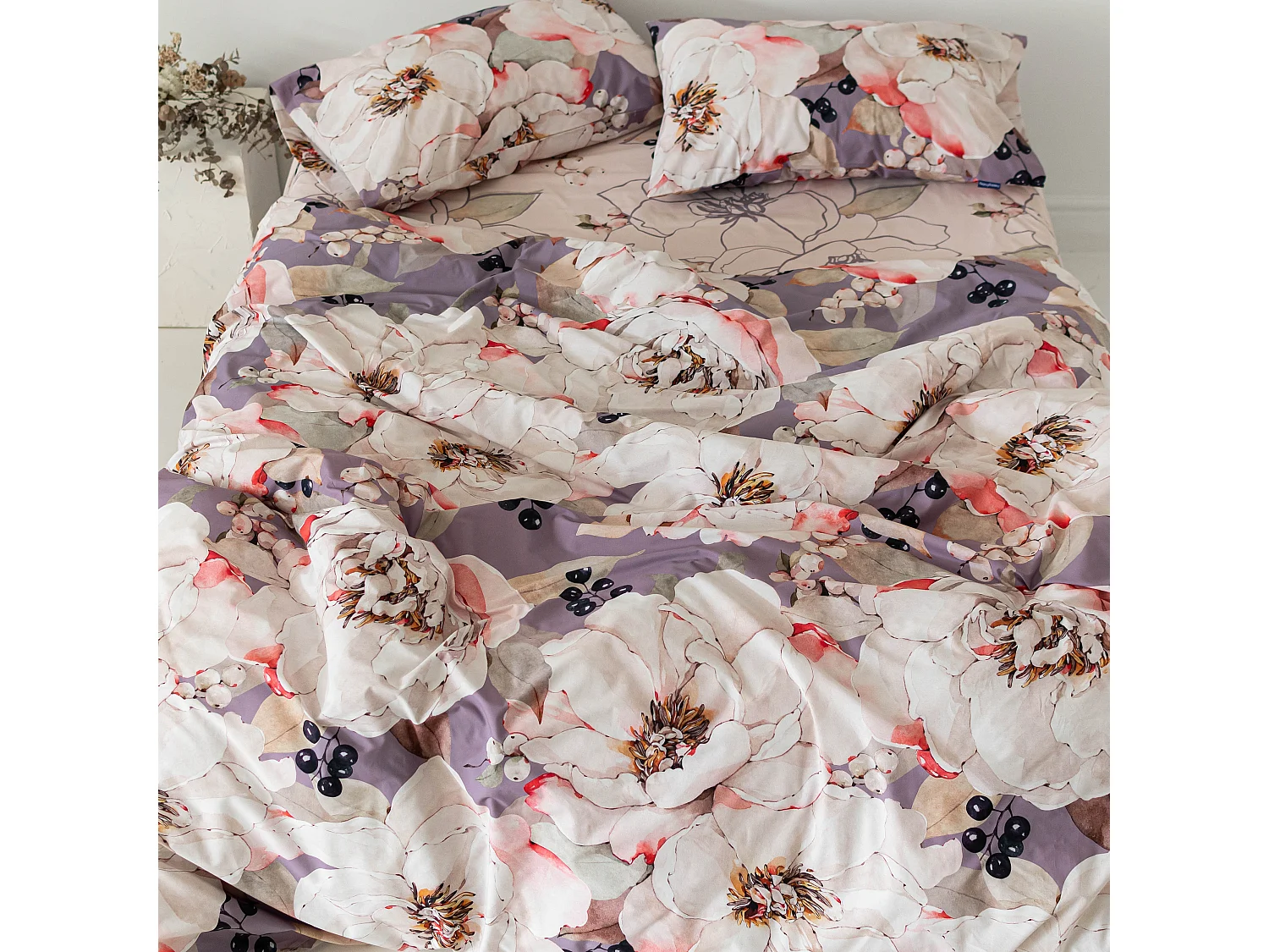 Housse de couette 200x200 cm (Lit 120) White peonies
