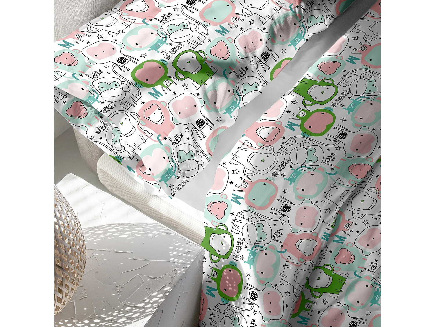 Juego nórdico 2 piezas 155x220 cm (Cama 80/90) Macaque (D)