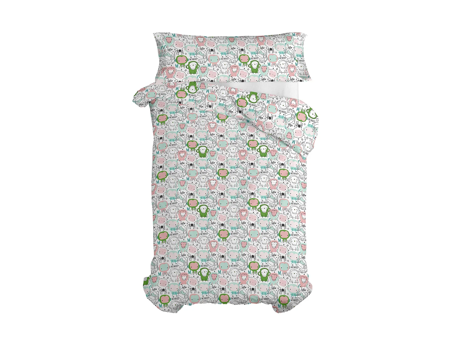 Parure housse de couette 2 pièces 155x220 cm (Lit 80/90) Macaque (D)