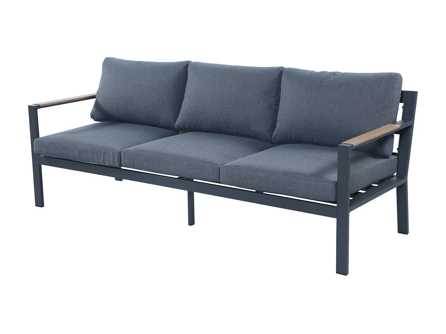 Salon de jardin design en aluminium 5 Places - Gris anthracite et naturel - MABILLON