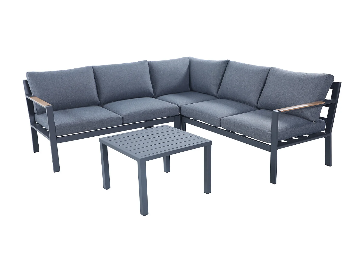 Salon de jardin d'angle design en aluminium 5 places - Anthracite - PASSY