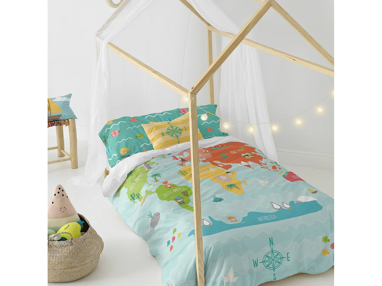 Bettbezug set 2 teiliges 155x220 cm (Bett 80/90) World map