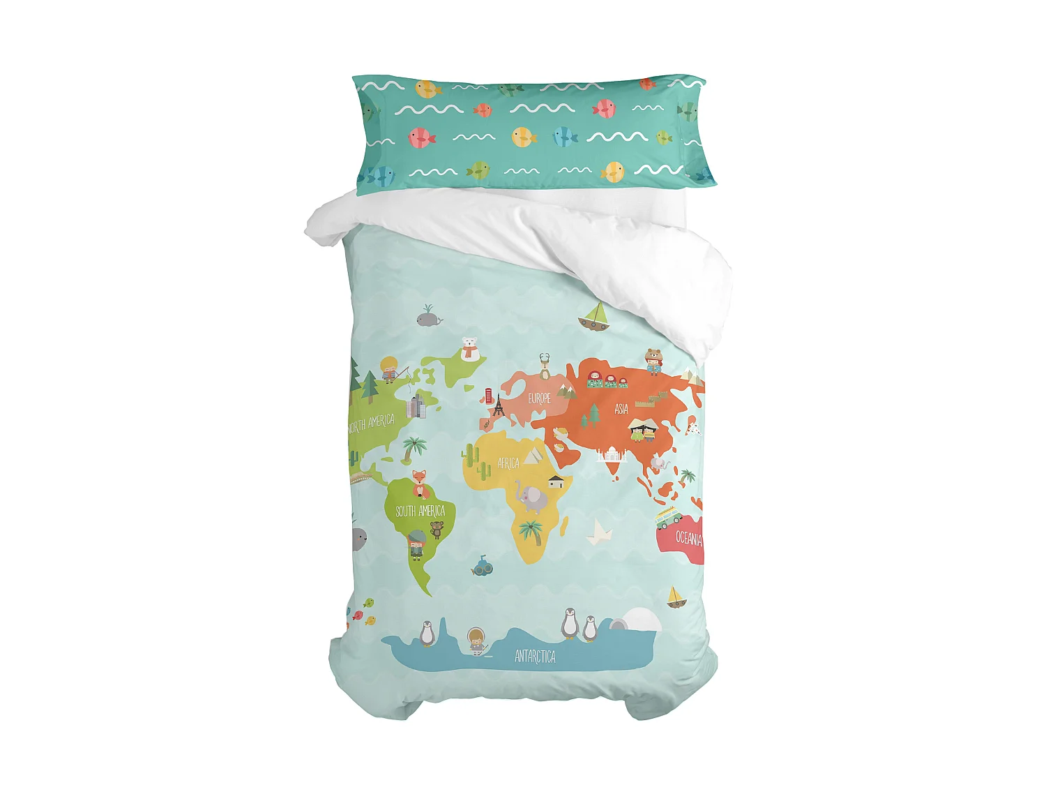 Bettbezug set 2 teiliges 155x220 cm (Bett 80/90) World map