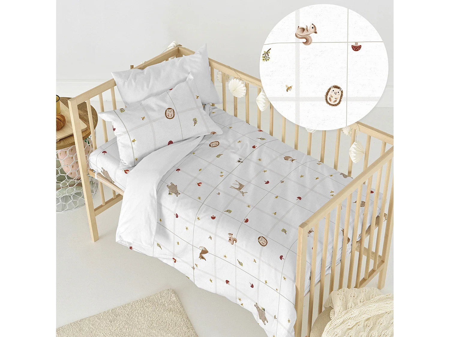 Dekbedovertrekset 2-delig 100x120 cm (Ledikant) Woods animals