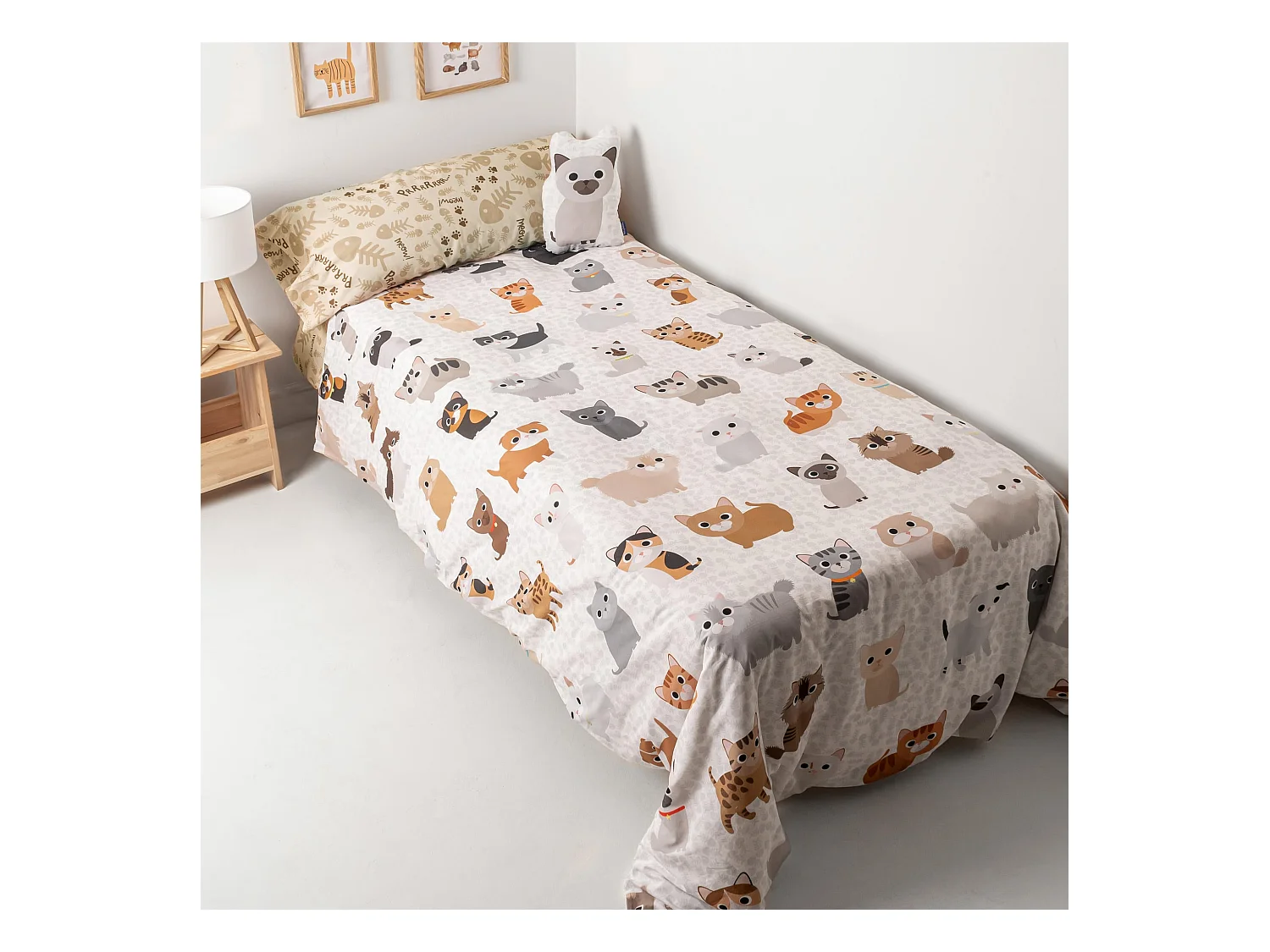 Parure housse de couette 2 pièces 140x200 cm (Lit 80) Cats