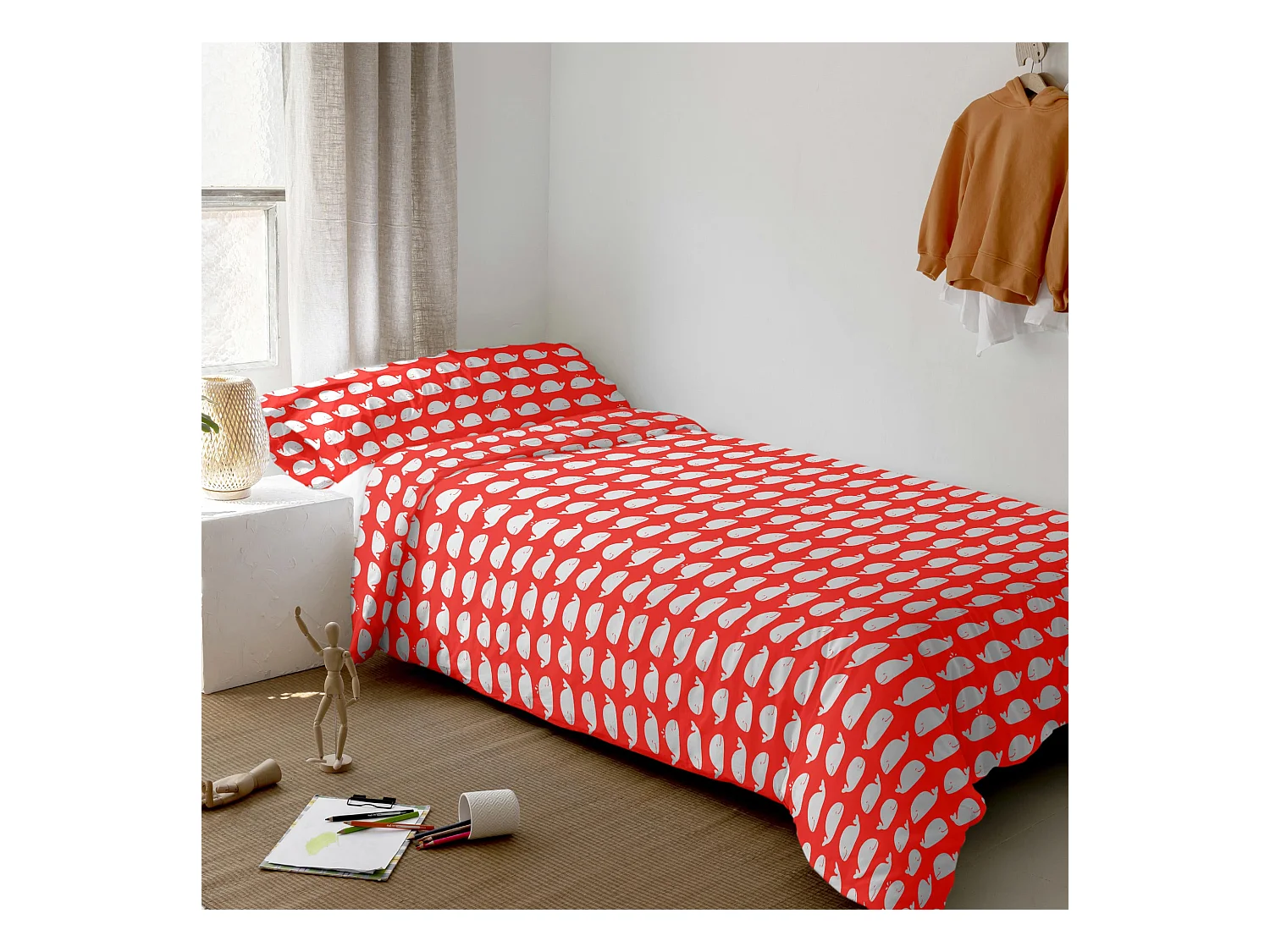 Parure housse de couette 2 pièces 155x220 cm (Lit 80/90) Wooden puppet (D)