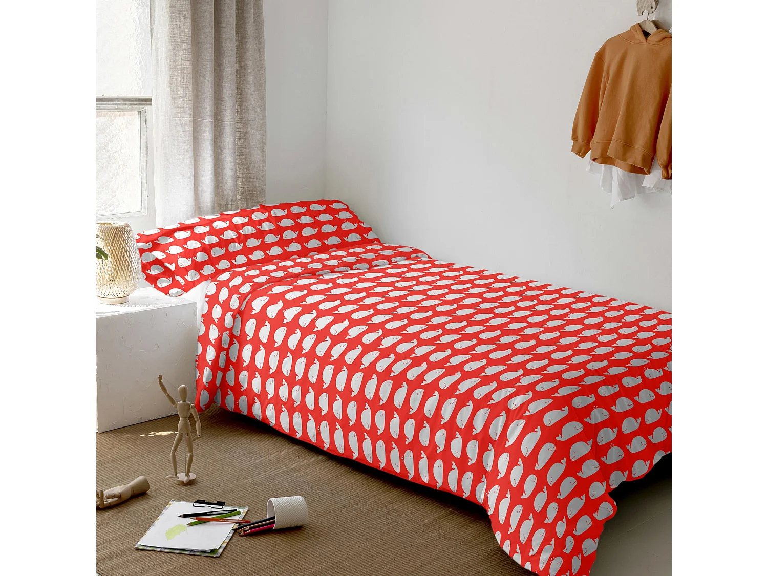 Parure housse de couette 2 pièces 155x220 cm (Lit 80/90) Wooden puppet (D)