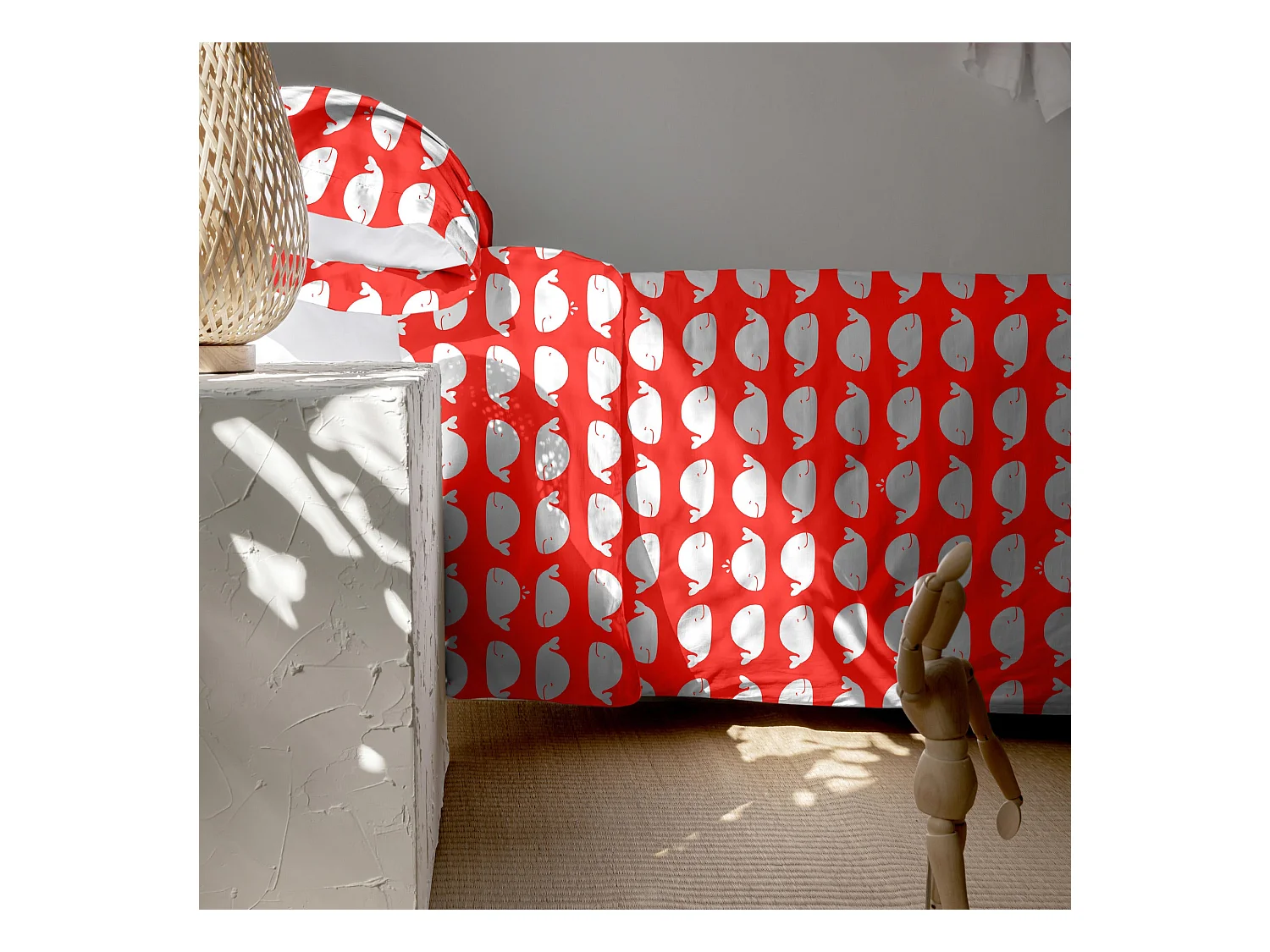 Parure housse de couette 2 pièces 155x220 cm (Lit 80/90) Wooden puppet (D)