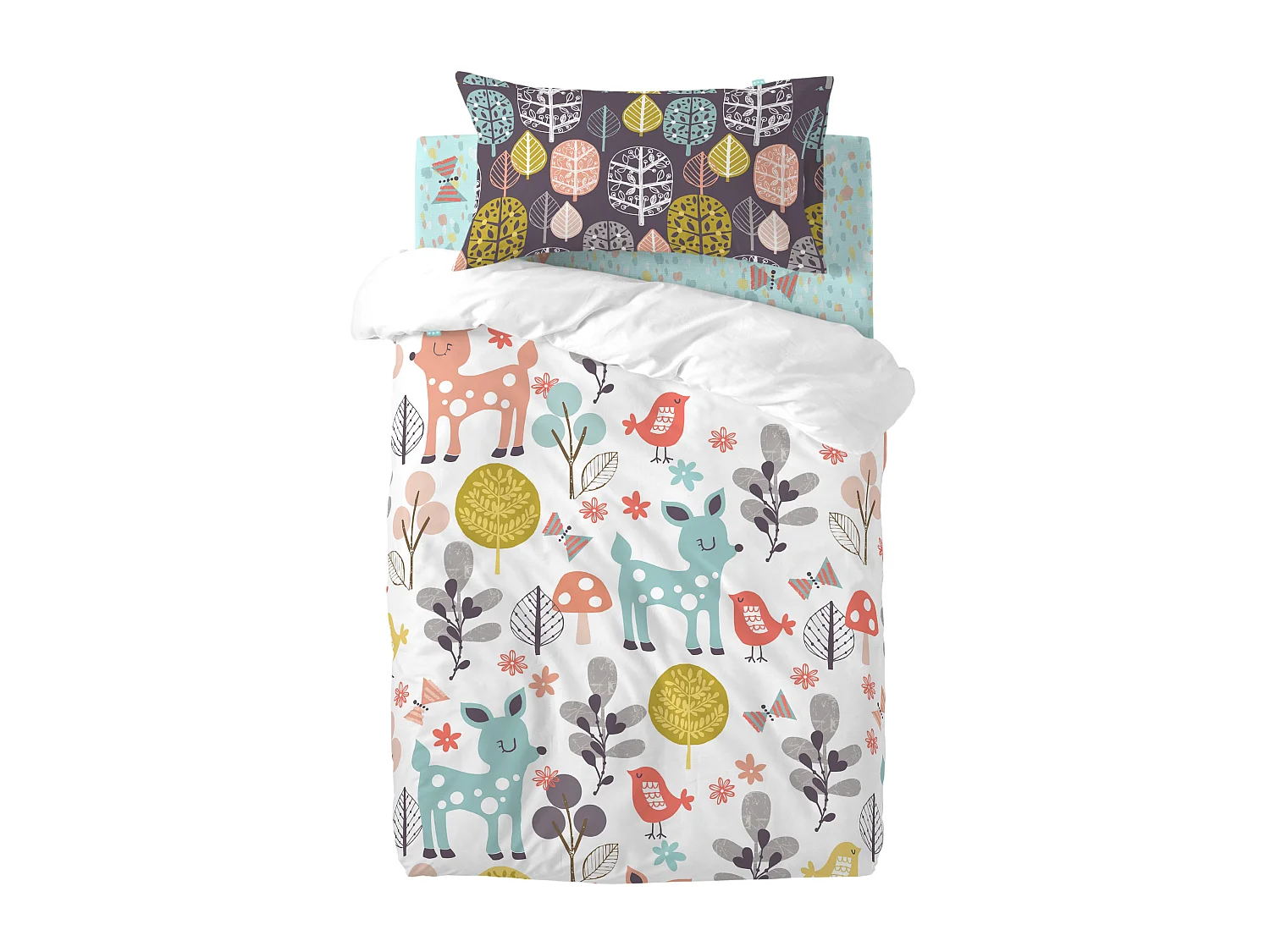 Parure housse de couette 2 pièces 100x135 cm (Berceau) Woodland