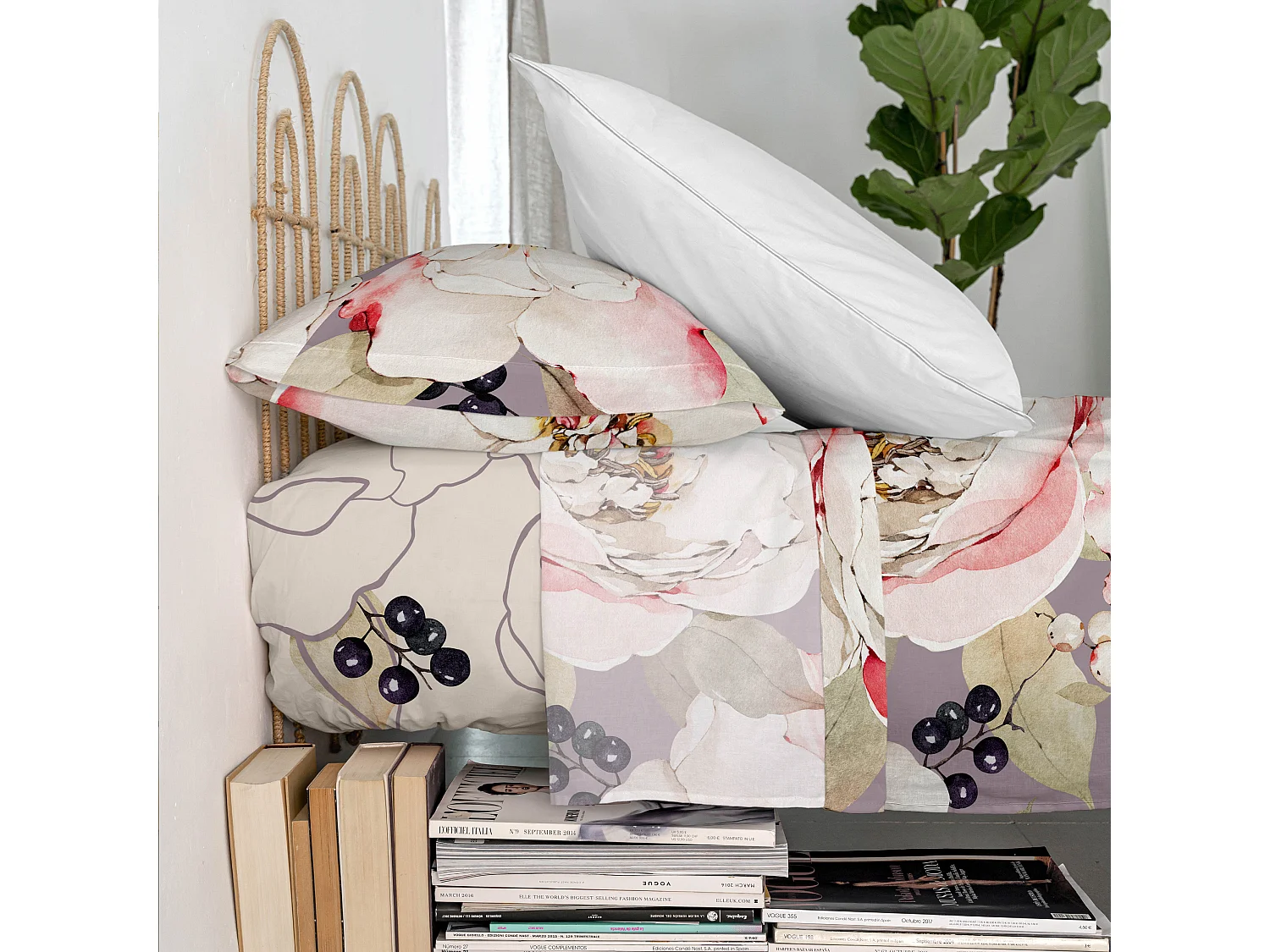 Sábana 160x270 cm (Cama 80/90) White peonies