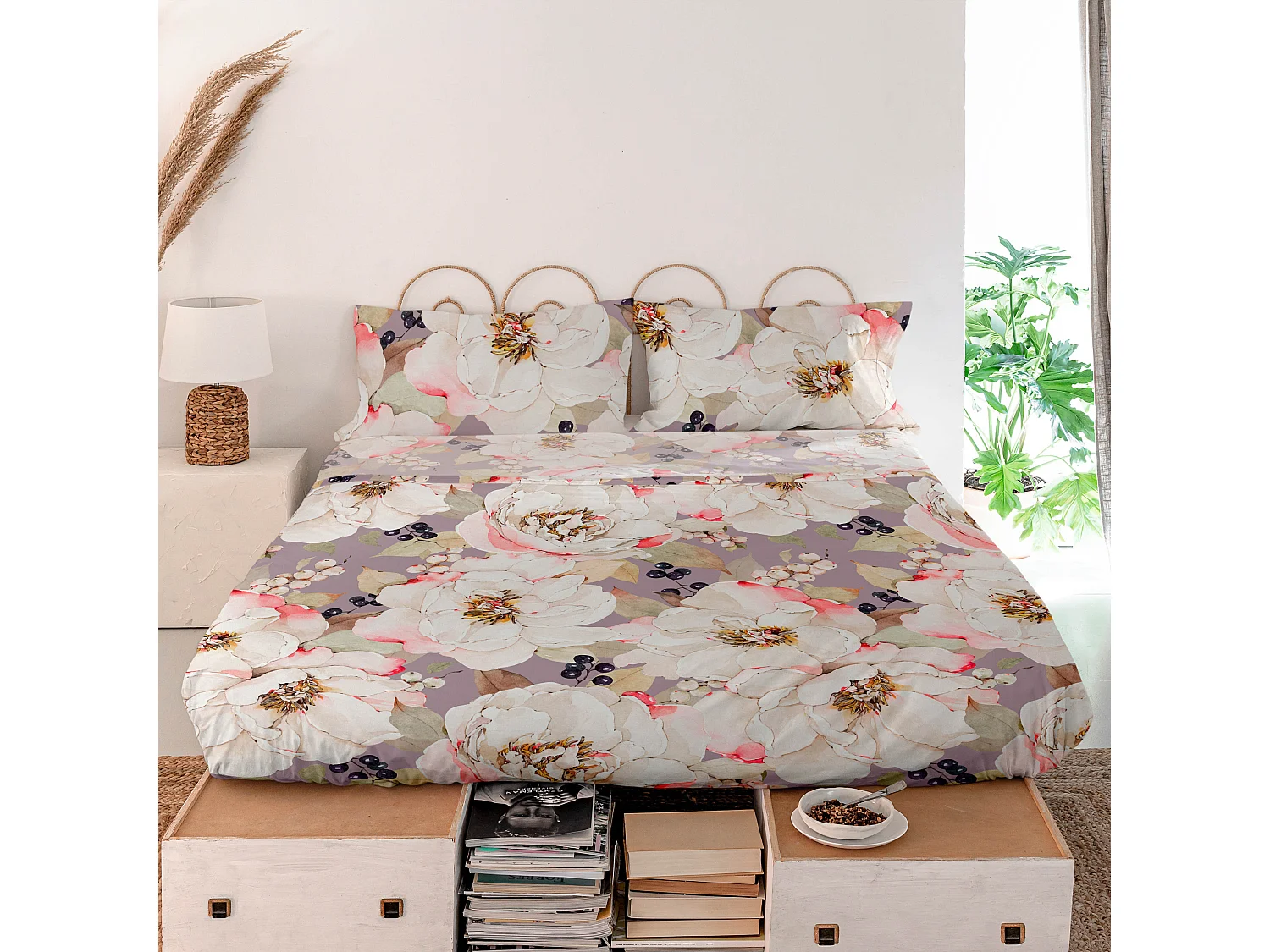 Drap 180x270 cm (Lit 105) White peonies