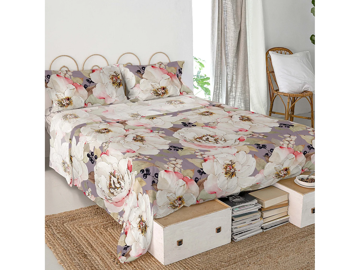 Drap 180x270 cm (Lit 105) White peonies