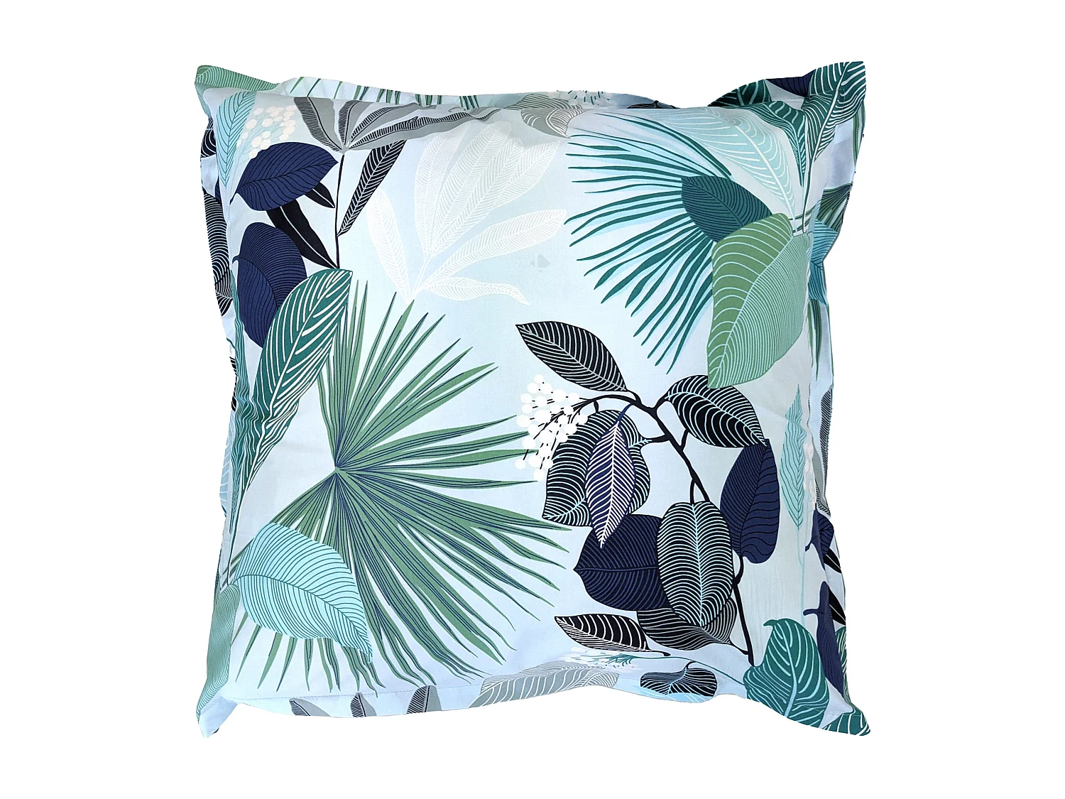 Taie d'oreiller 65x65 cm percale de coton MOOREA PACIFIC bleu/vert