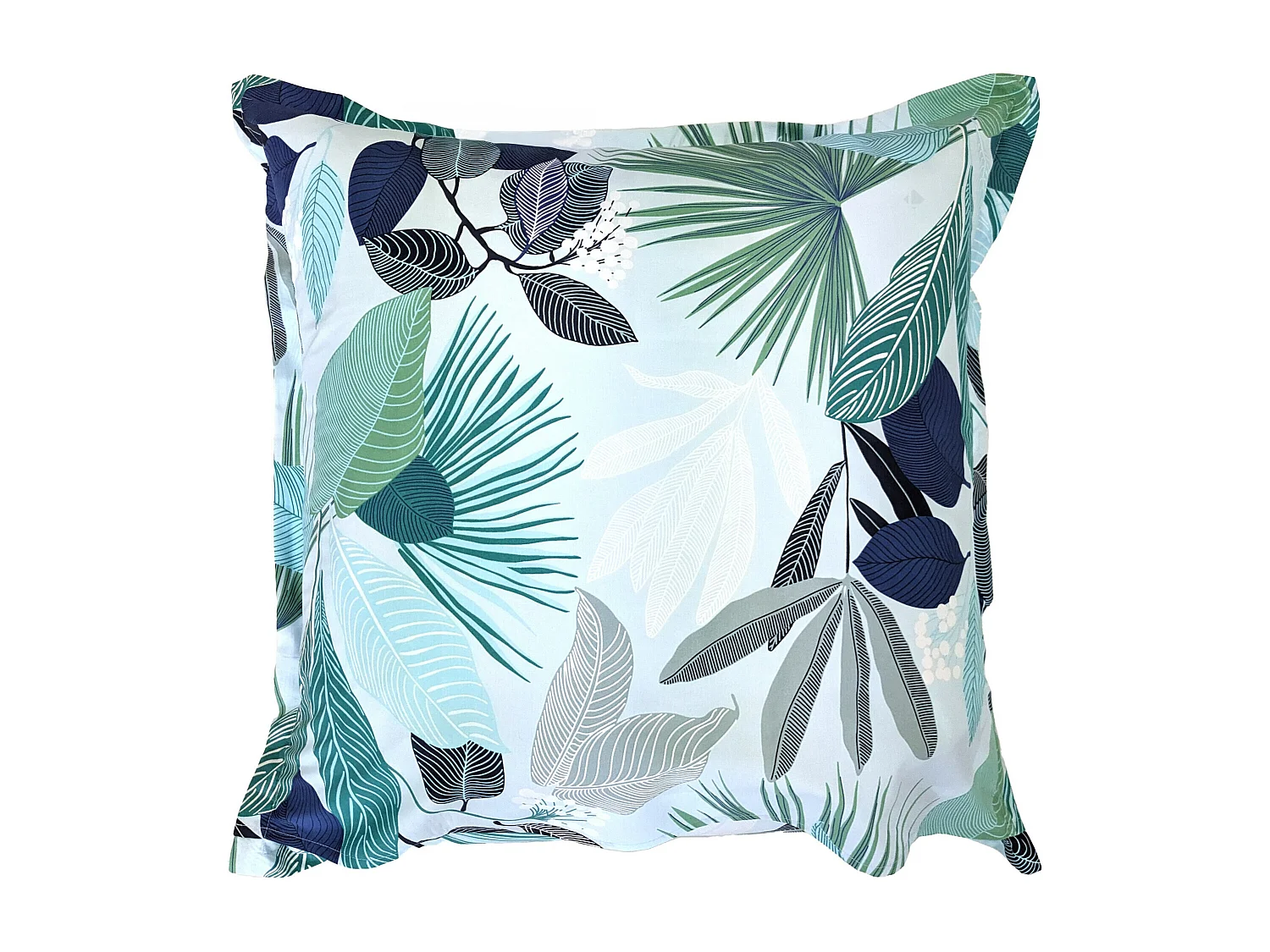 Taie d'oreiller 65x65 cm percale de coton MOOREA PACIFIC bleu/vert