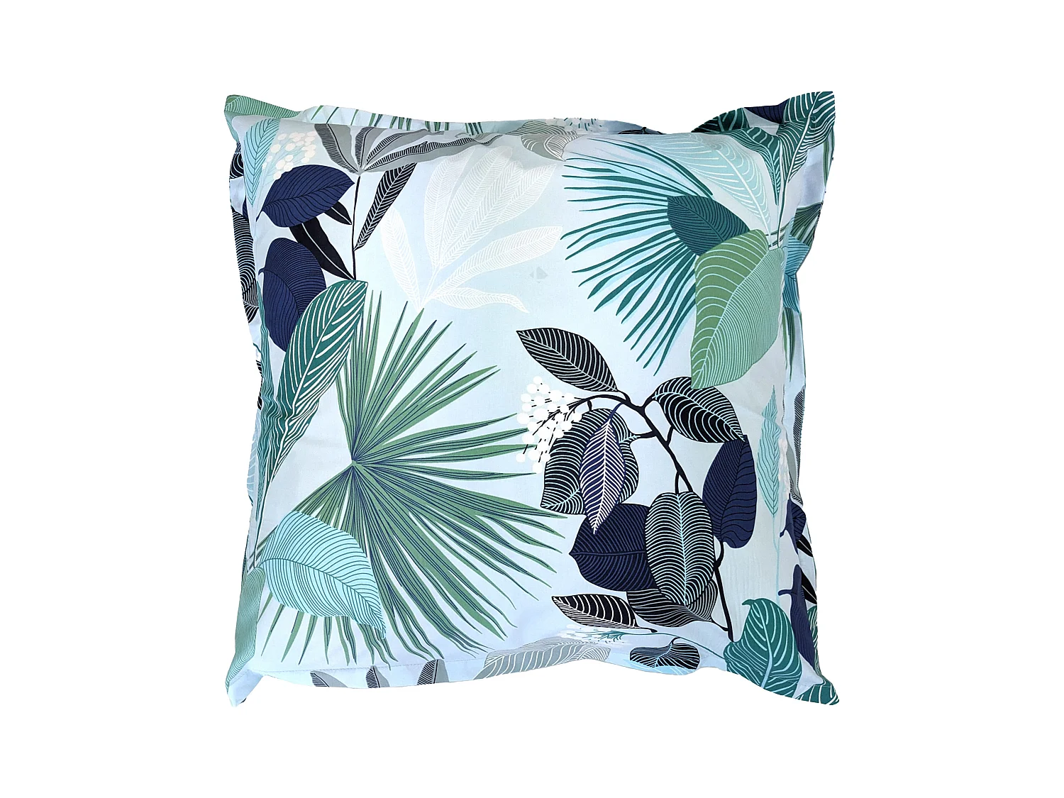 Taie d'oreiller 65x65 cm percale de coton MOOREA PACIFIC bleu/vert