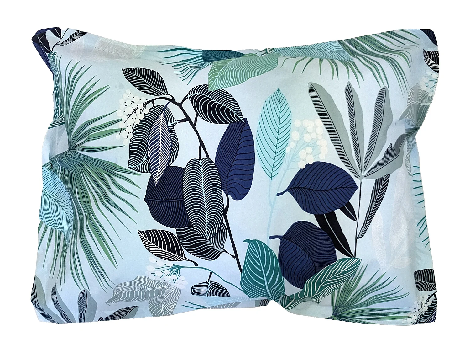 Taie d'oreiller 50x70 cm percale de coton MOOREA PACIFIC bleu/vert
