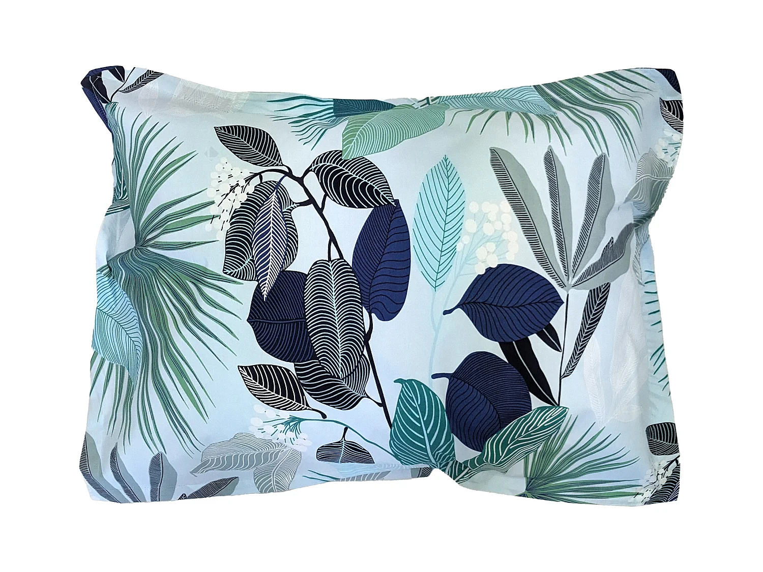 Taie d'oreiller 50x70 cm percale de coton MOOREA PACIFIC bleu/vert