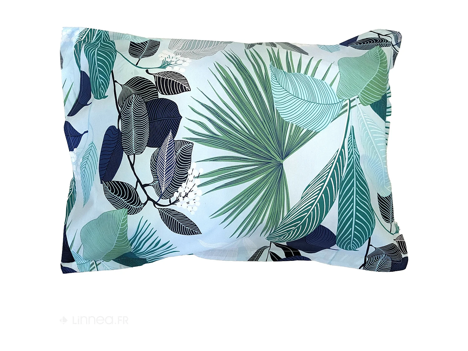Taie d'oreiller 50x70 cm percale de coton MOOREA PACIFIC bleu/vert