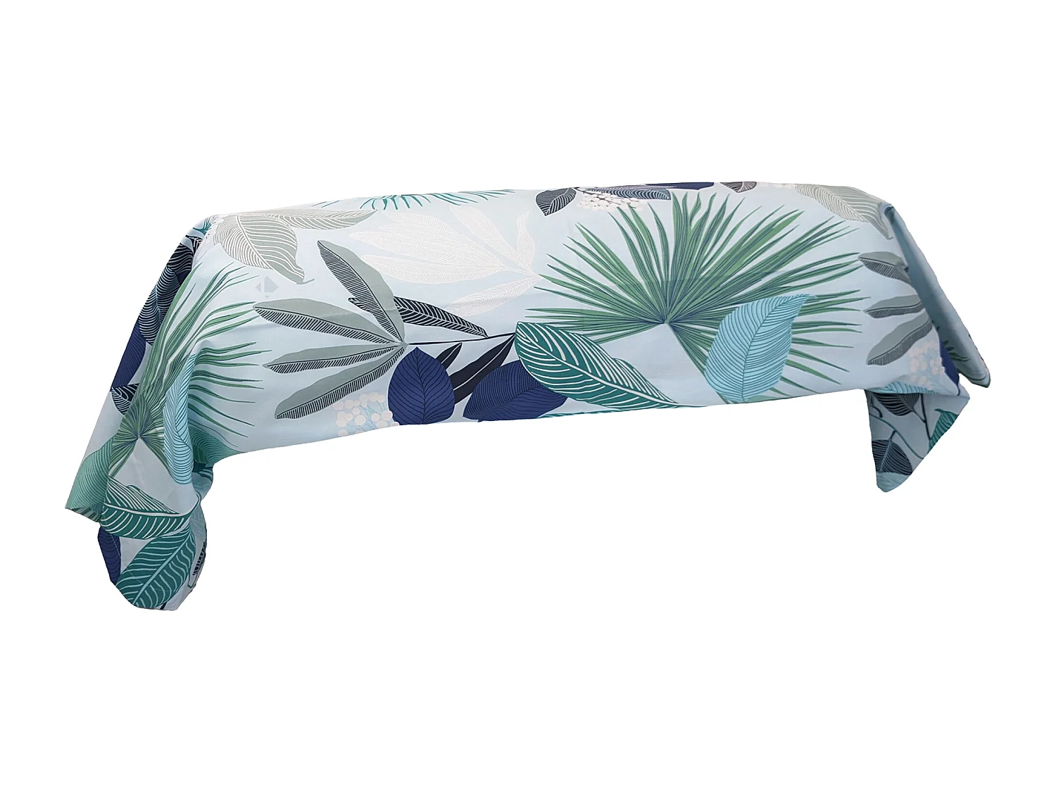 Taie de traversin 240x43 cm percale de coton MOOREA PACIFIC bleu/vert
