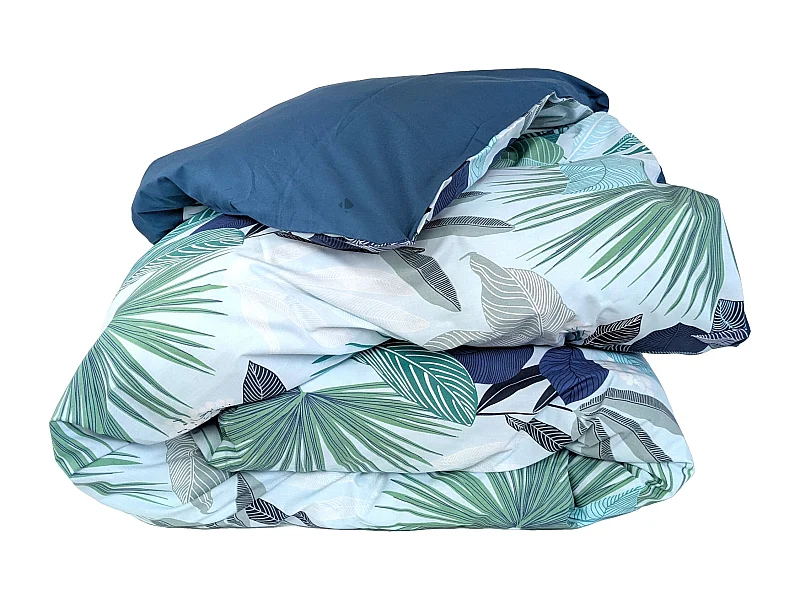 Housse de couette 140x200 cm percale de coton MOOREA PACIFIC bleu/vert