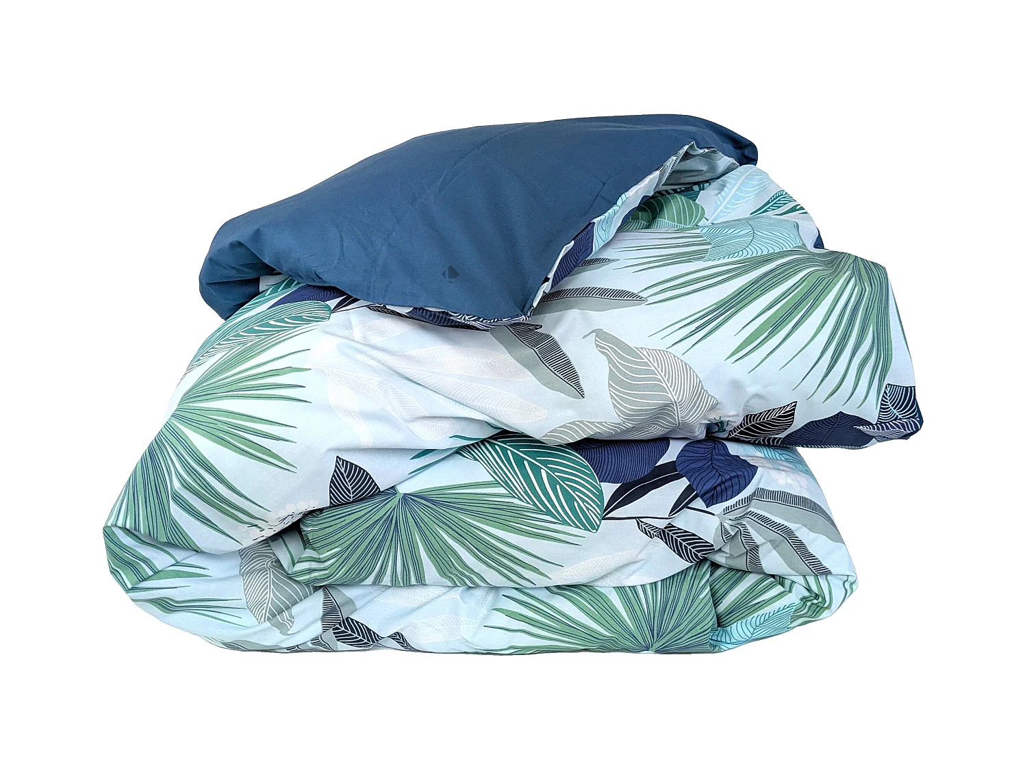 Housse de couette 200x200 cm percale de coton MOOREA PACIFIC bleu/vert
