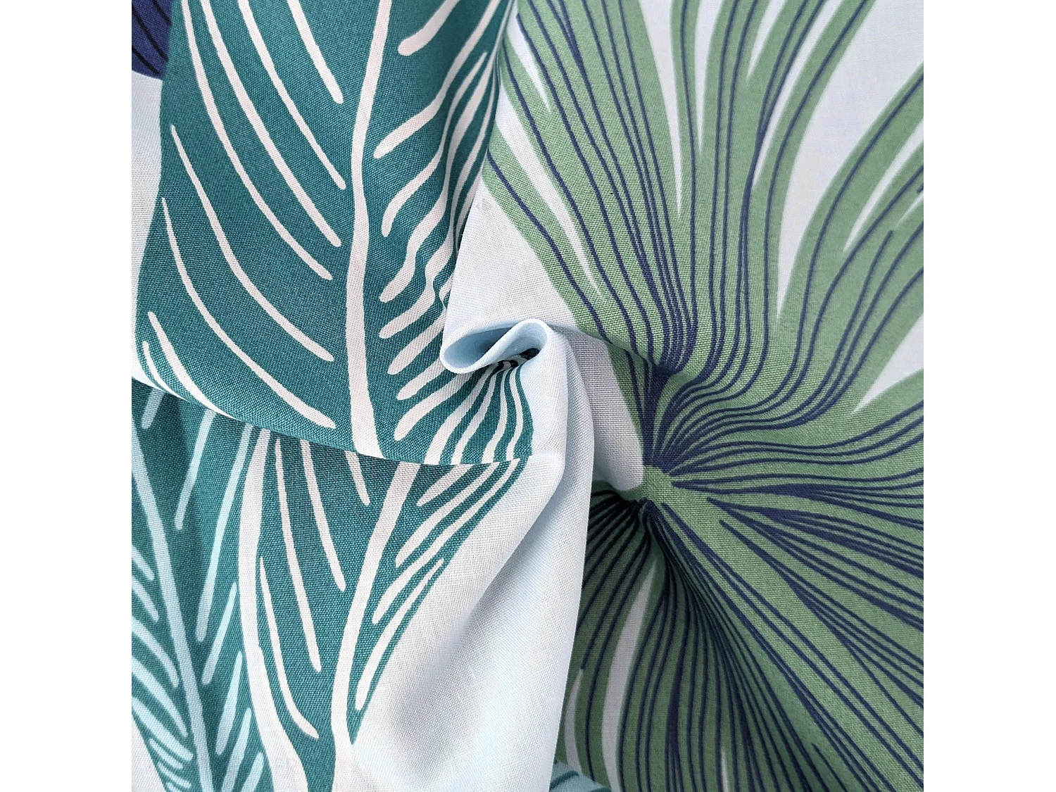 Housse de couette 200x200 cm percale de coton MOOREA PACIFIC bleu/vert