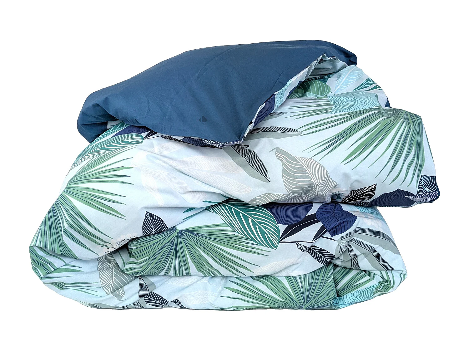 Housse de couette 200x200 cm percale de coton MOOREA PACIFIC bleu/vert