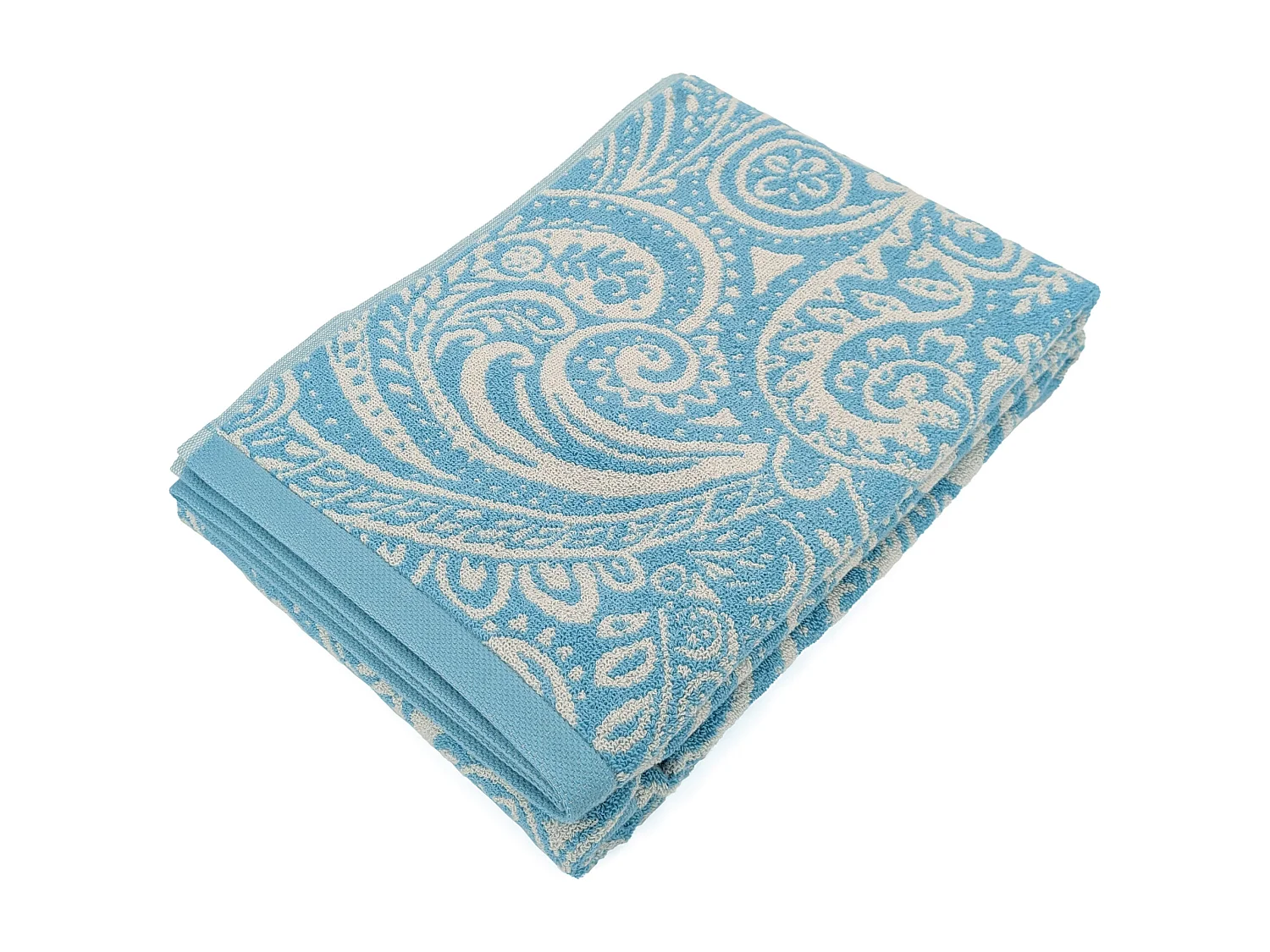 Drap de bain coton 100x150 cm motif mandala collection PLENTY bleu
