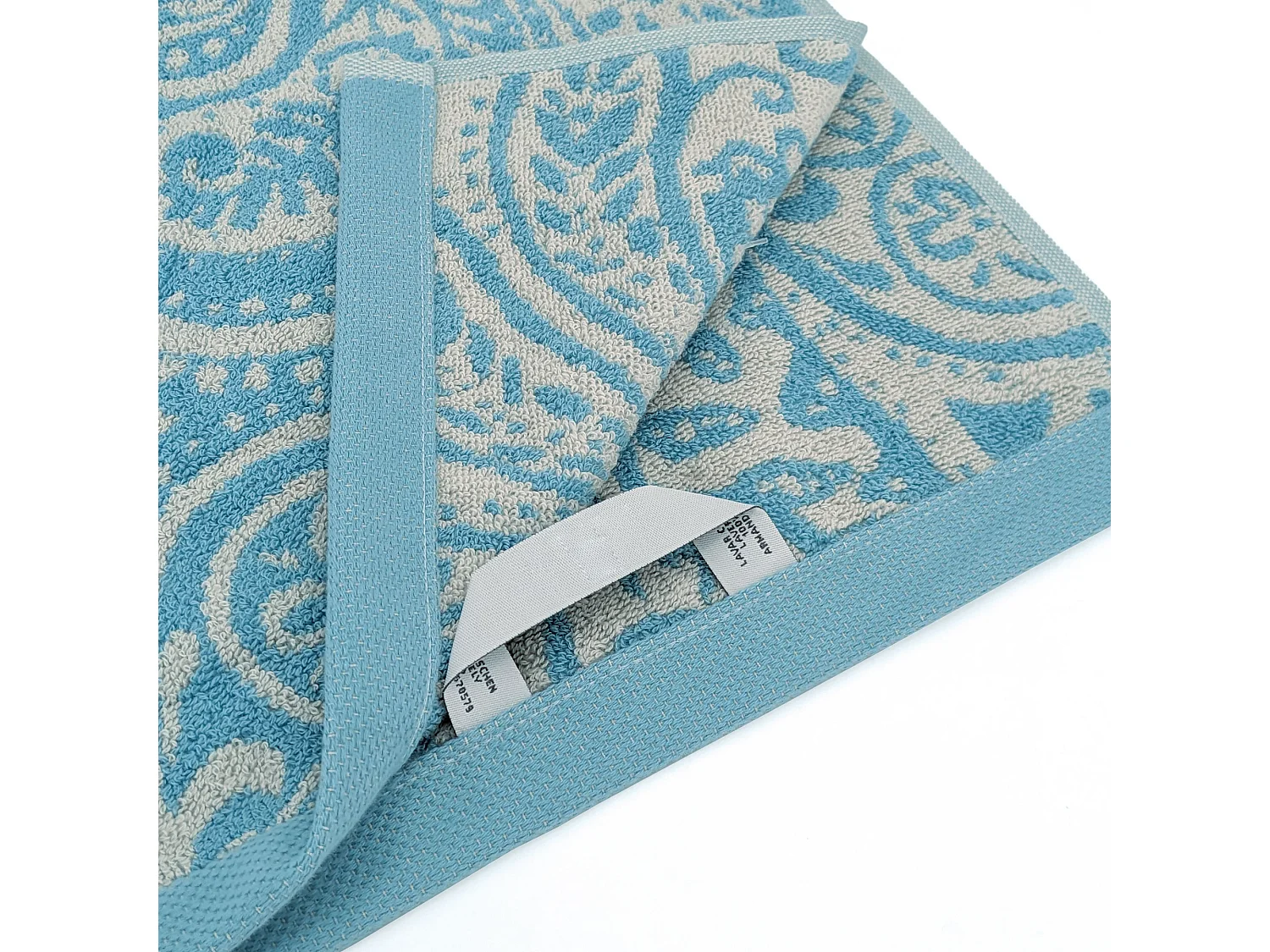 Drap de bain coton 100x150 cm motif mandala collection PLENTY bleu