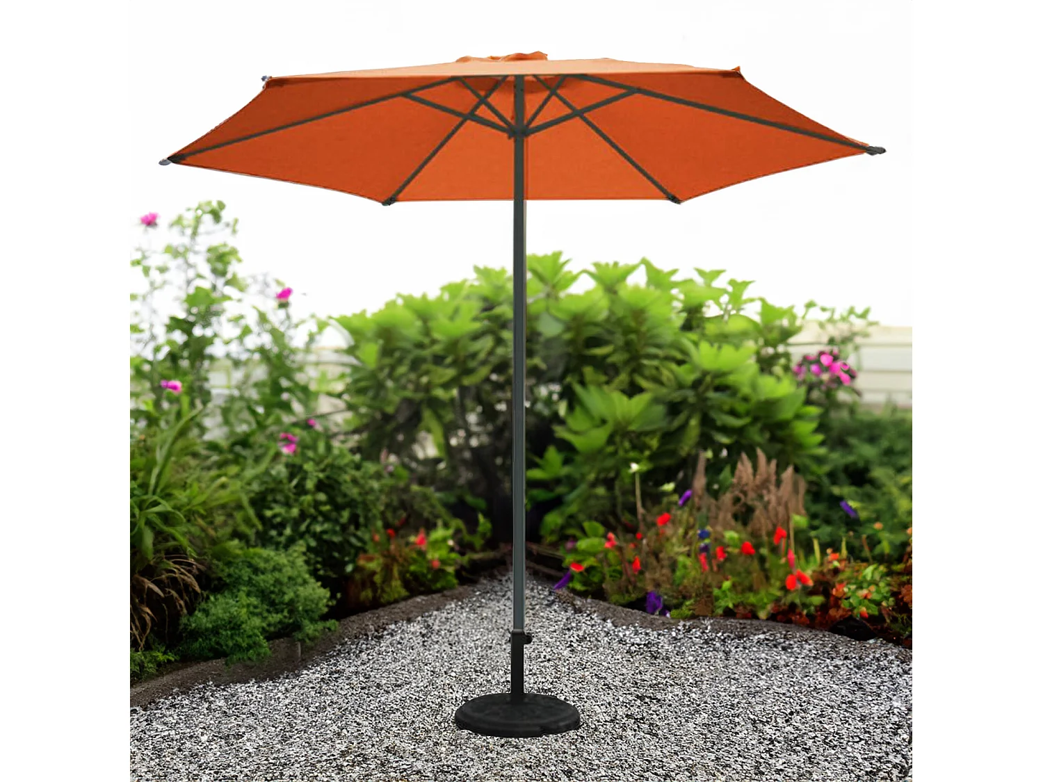 Parasol Octogonal de Aluminio Habitex ø300x300 cm con Mástil ø48 mm | Polea y Estructura de 6 Varillas | Antracita y Terracota