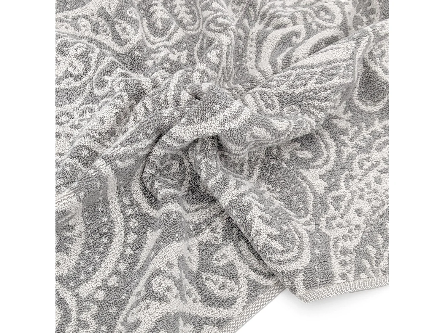 Drap de bain coton 100x150 cm motif mandala collection PLENTY gris