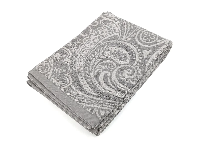 Drap de bain coton 100x150 cm motif mandala collection PLENTY gris