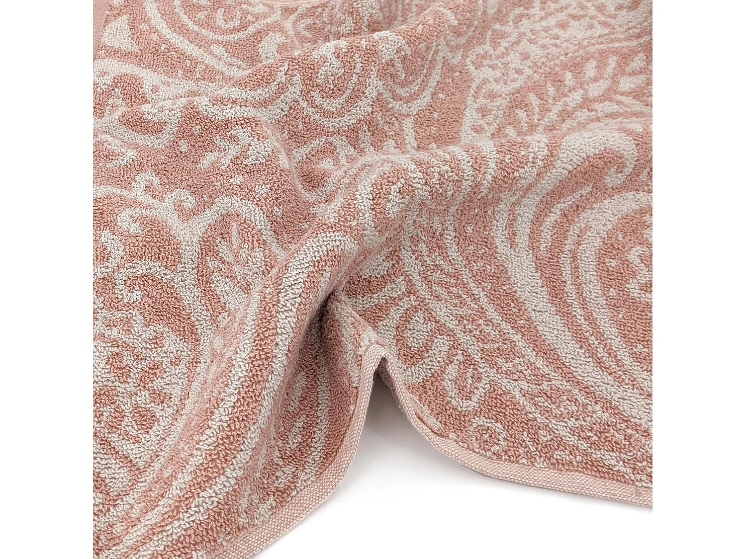 Drap de douche coton 70x140 cm motif mandala collection PLENTY rose