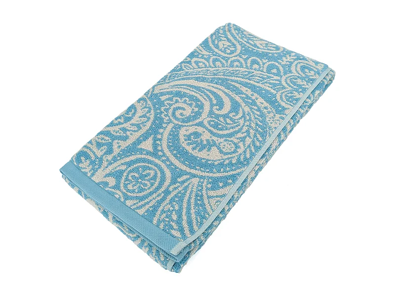 Drap de douche coton 70x140 cm motif mandala collection PLENTY bleu