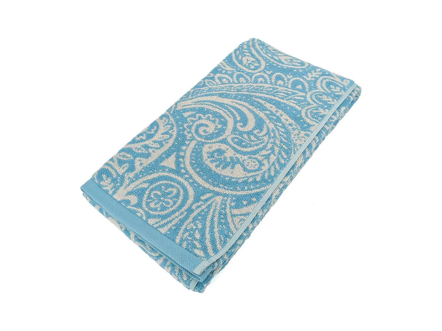 Drap de douche coton 70x140 cm motif mandala collection PLENTY bleu