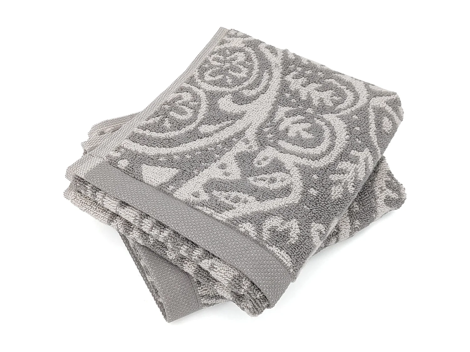 Lot de 2 serviettes invité 33x50 cm coton motif mandala collection PLENTY gris