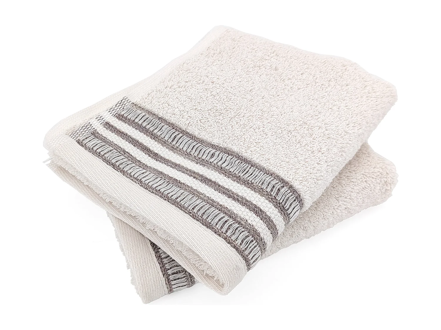 Lot de 2 serviettes invité pur coton 33x50 cm coton DRY beige