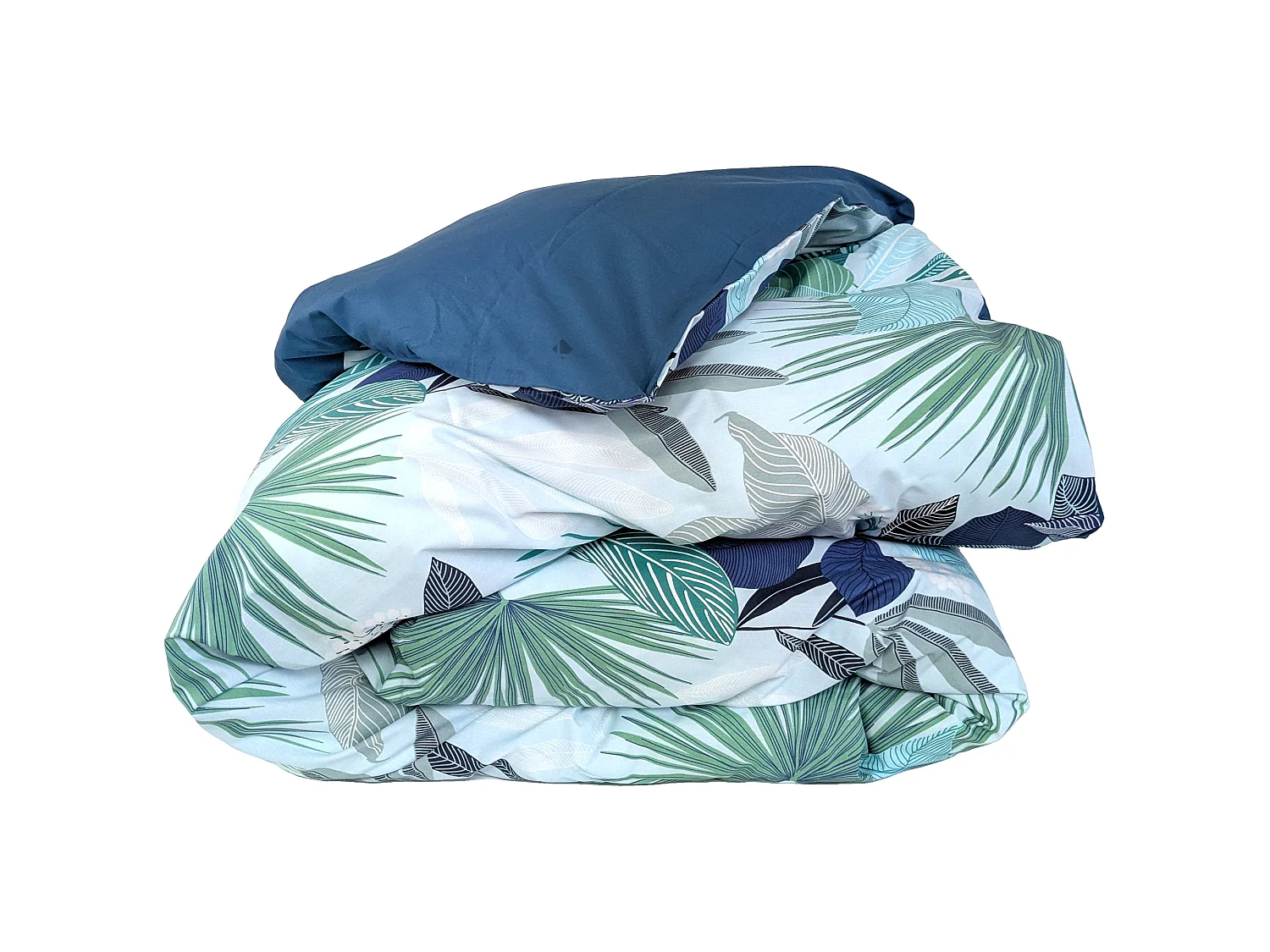 Housse de couette 280x240 cm percale de coton MOOREA PACIFIC bleu/vert