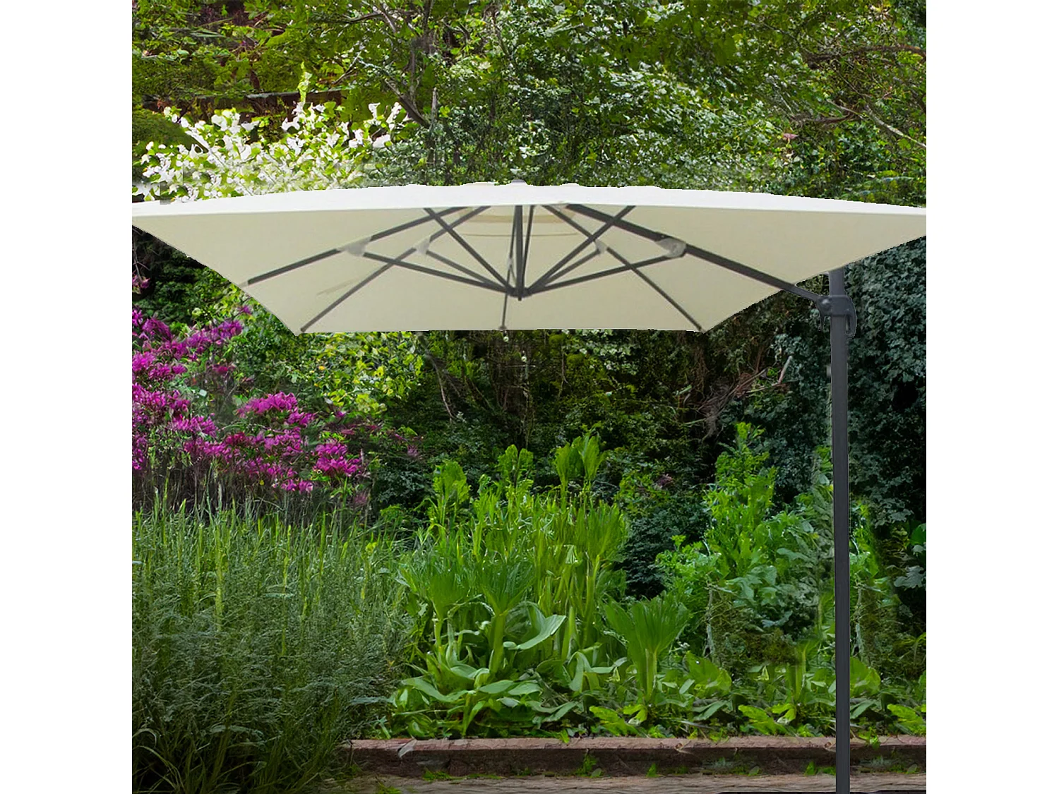 Parasol Lateral Habitex 300x350x260 cm de Aluminio con Base Giratoria 360° y Sistema de Apertura Manual