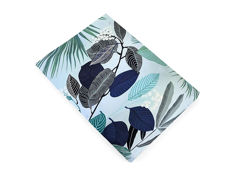 Drap plat 180x290 cm percale de coton MOOREA PACIFIC bleu/vert