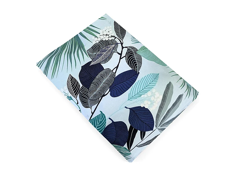 Drap plat 240x310 cm percale de coton MOOREA PACIFIC bleu/vert