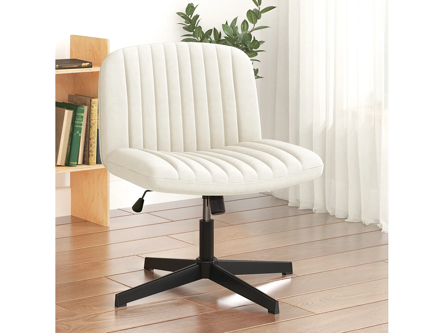 Stijlvolle armloze bureaustoel - Hoogte verstelbaar, brede stoel, perfect voor thuiskantoor en slaapkamer