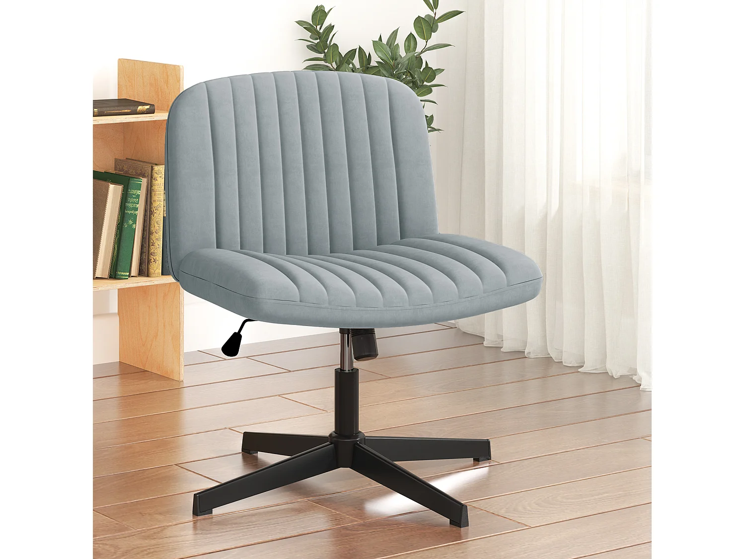 Stilvoller armloser Bürostuhl - Höhe verstellbar, breiter Sitz, perfekt für Heimbüro und Schlafzimmer