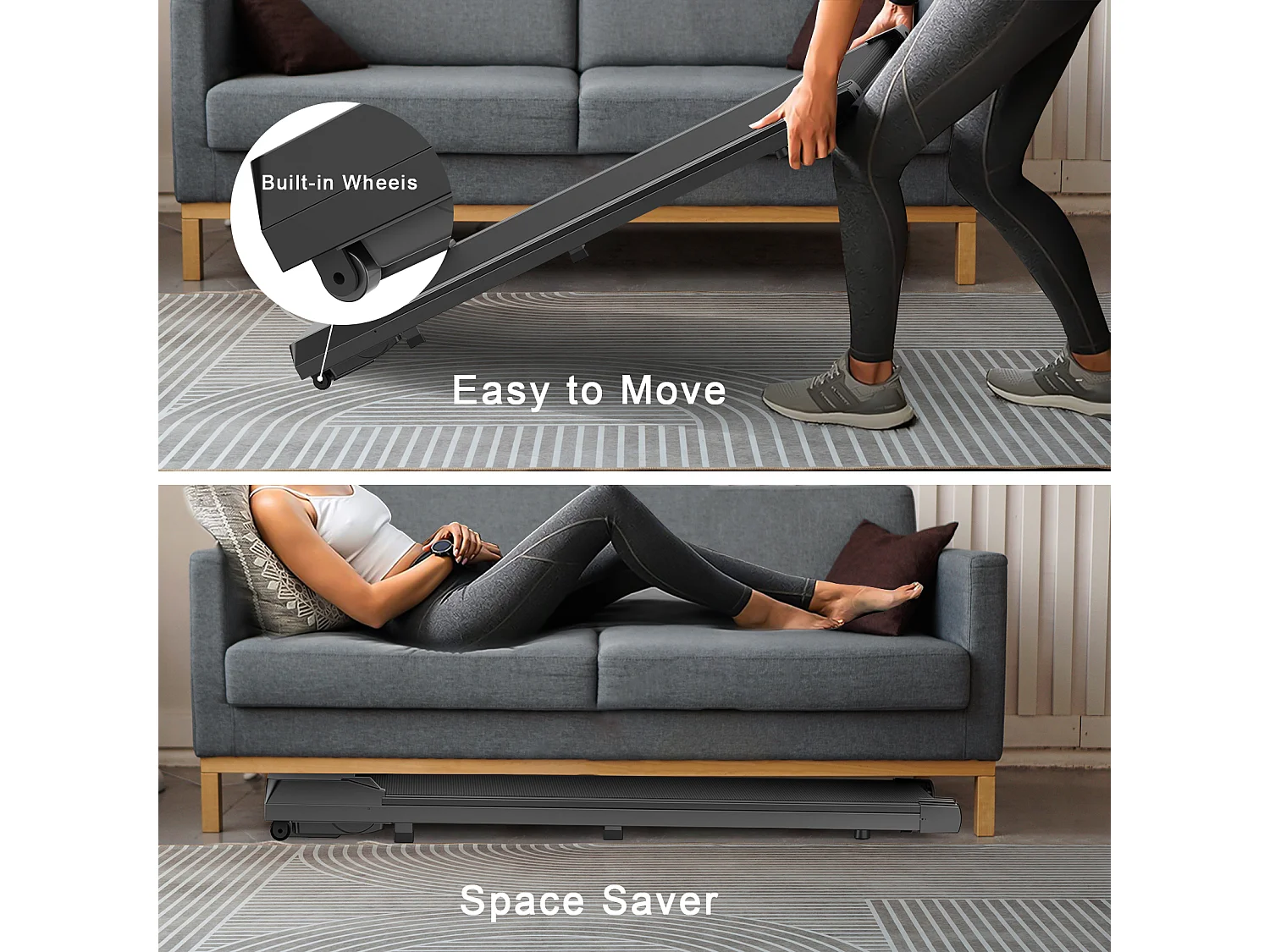 Cinta de correr para correr bajo el escritorio 1-6KM/H Caminadora Jogging para la oficina en casa con opción de plegado