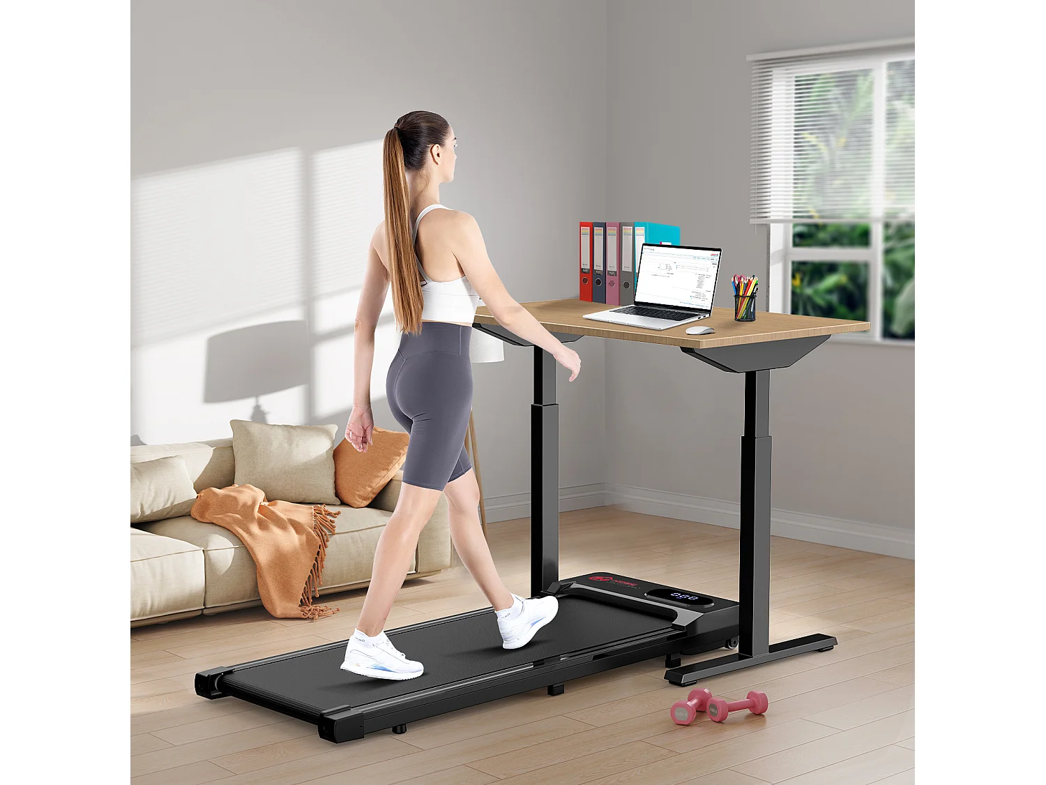 Cinta de correr para correr bajo el escritorio 1-6KM/H Caminadora Jogging para la oficina en casa con opción de plegado