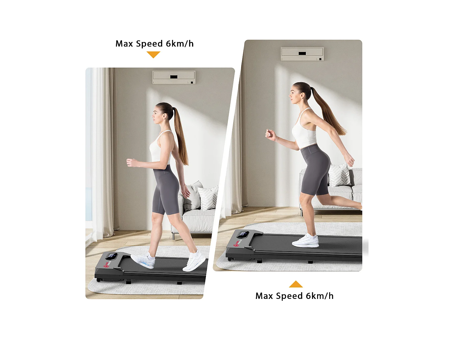 Onder Bureau Loopband 1-6KM/H Wandelen Jogging Machine voor Thuiskantoor met Opvouwmogelijkheid