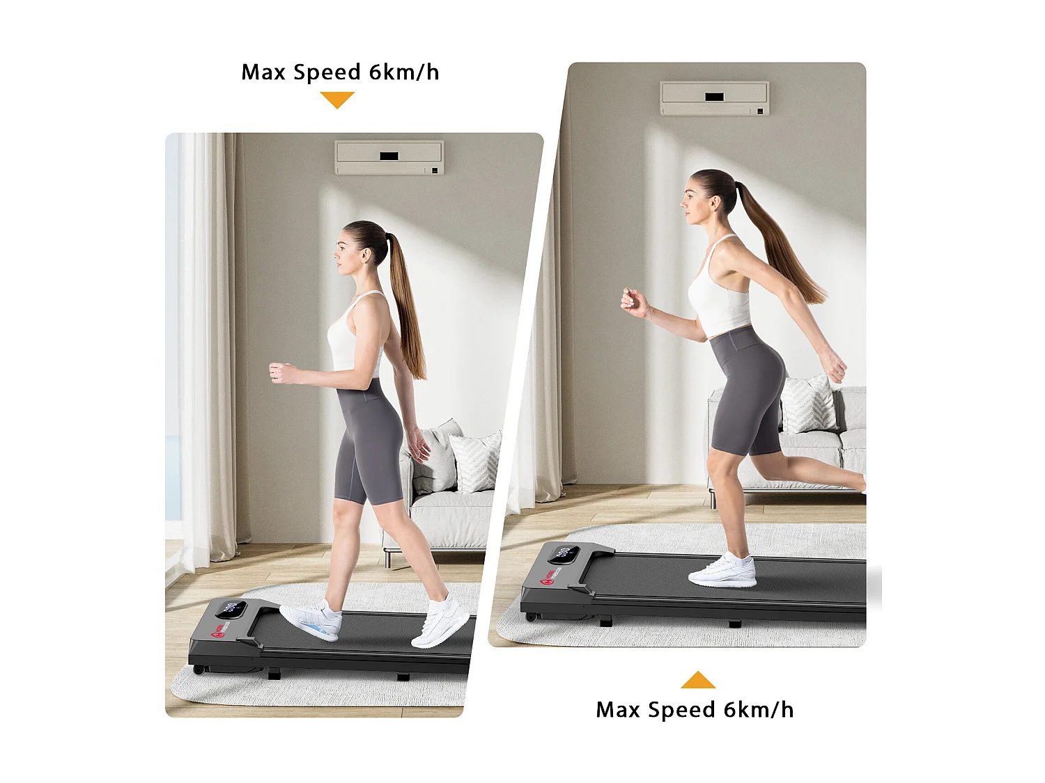 Unter dem Schreibtisch Laufband 1-6KM/H Walking Jogging-Maschine für Home Office mit Folding Option