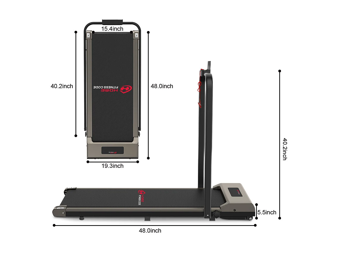 2 po en tapis roulant pliant électrique avec écran LCD Cadre renforcé pour le bureau à domicile
